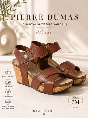🤎 Pierre Dumas “Chantal-4” Wedge Sandals – Size 7M – NEW IN BOX 🤎